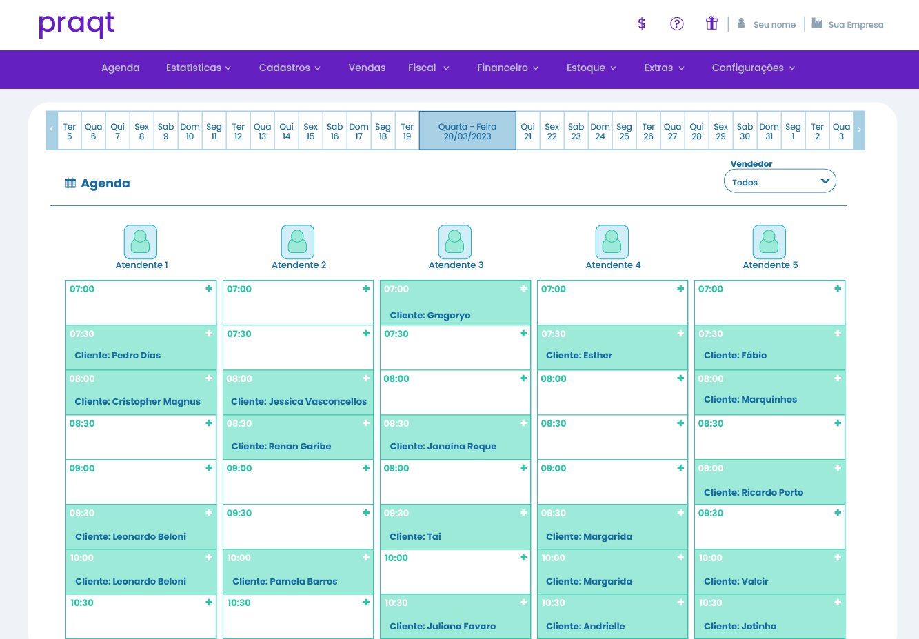praqt - tela agenda